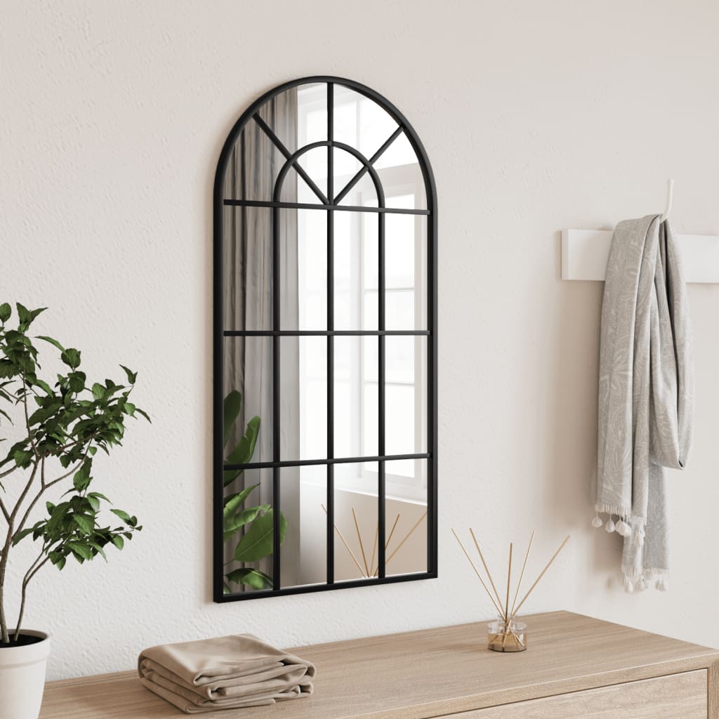 vidaXL Wall Mirror Black 15.7"x31.5" Arch Iron