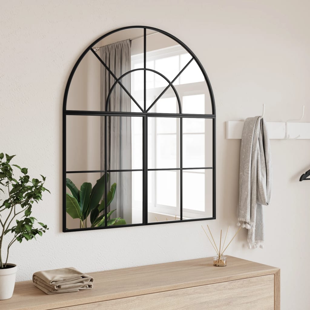 vidaXL Wall Mirror Black 31.5"x15.7" Arch Iron