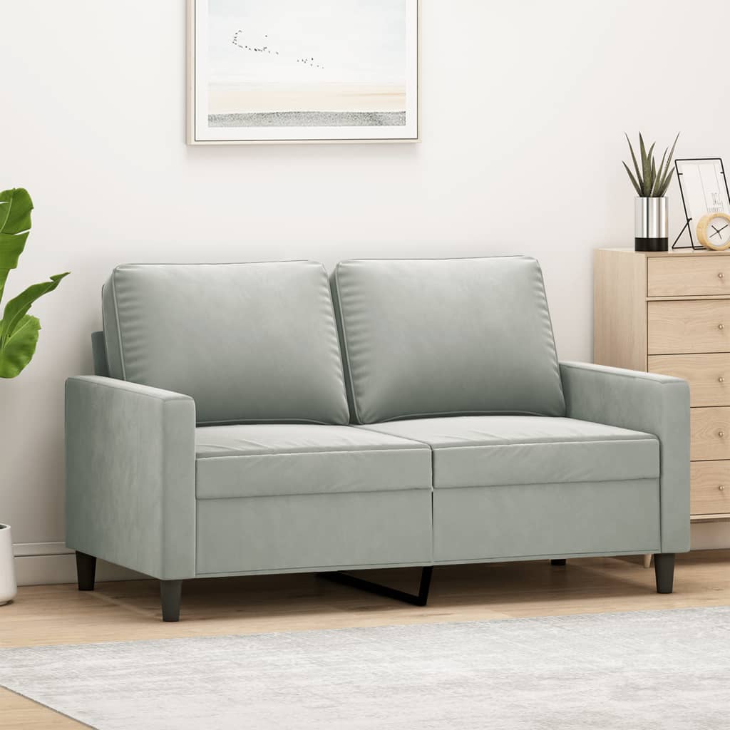 vidaXL 2-Seater Sofa Light Gray 47.2" Velvet