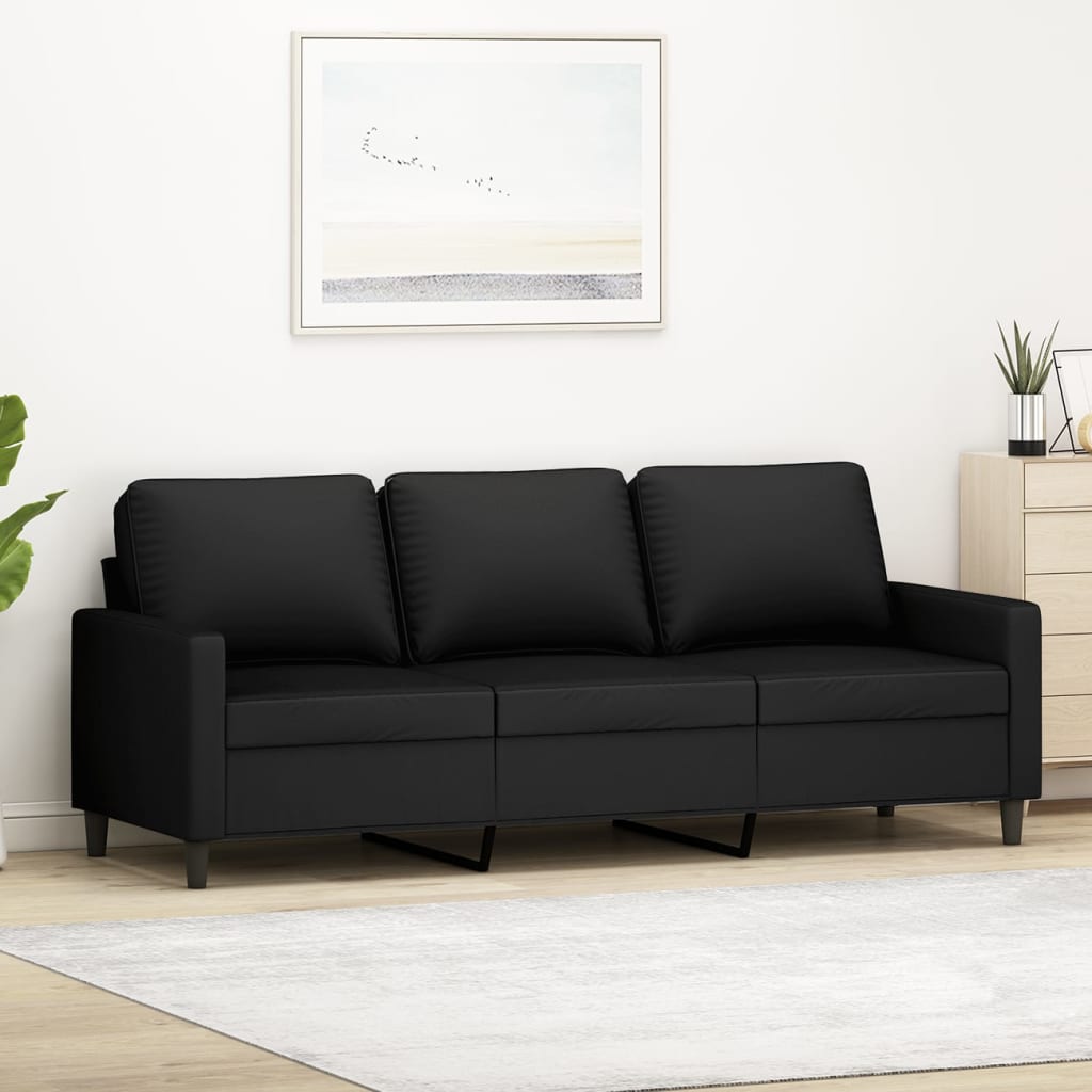 vidaXL 3-Seater Sofa Black 70.9" Velvet