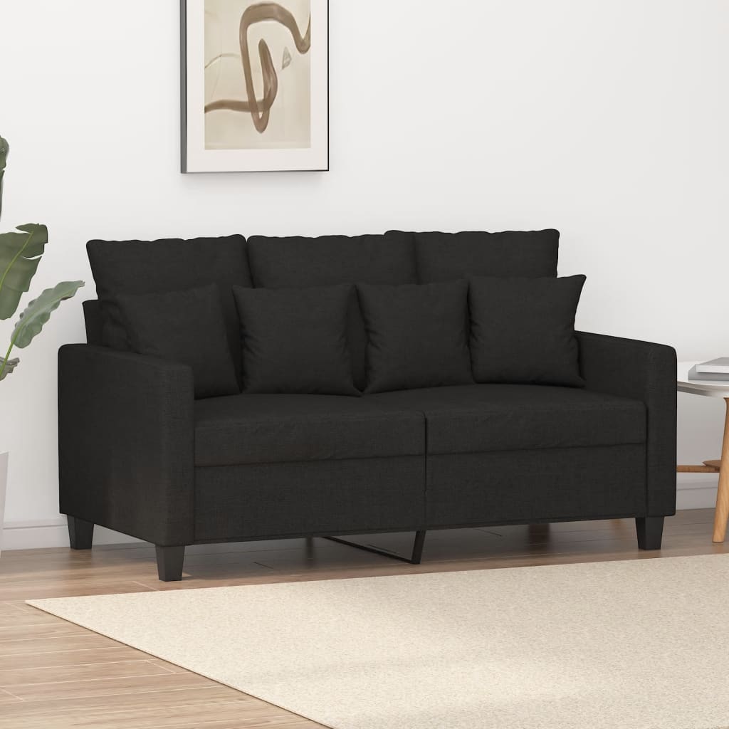 vidaXL 2-Seater Sofa Black 47.2" Fabric