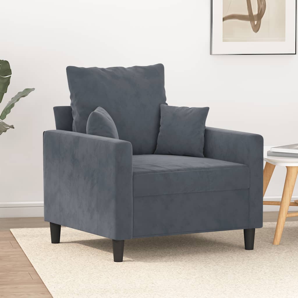 vidaXL Sofa Chair Dark Gray 23.6" Velvet