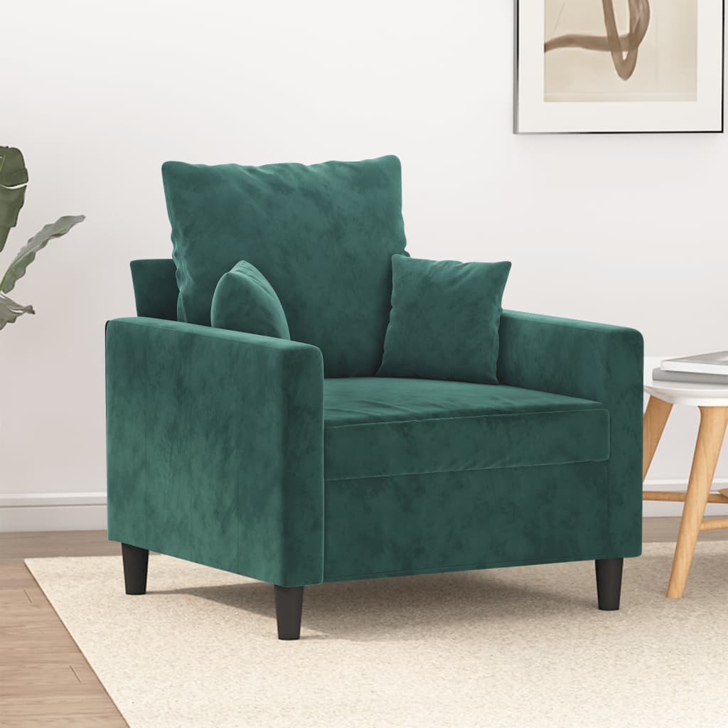 vidaXL Sofa Chair Dark Green 23.6" Velvet