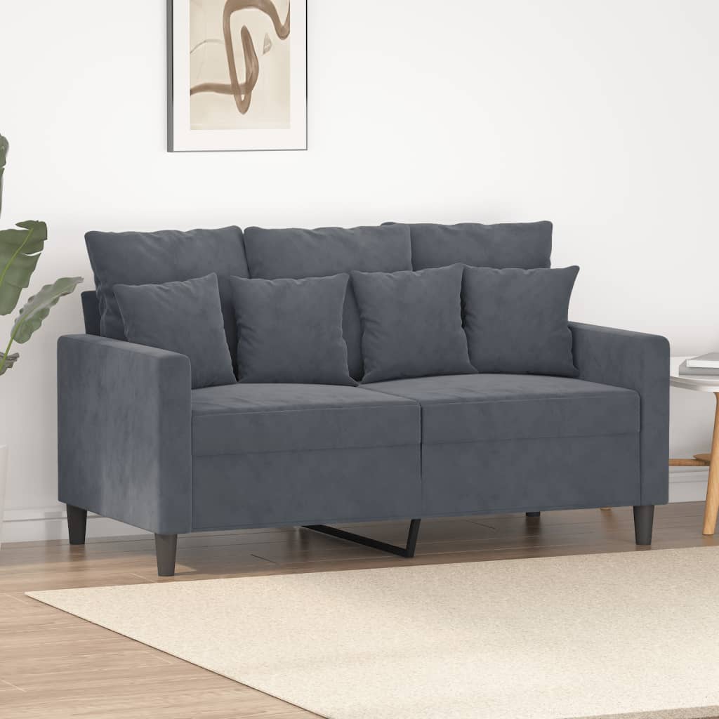 vidaXL 2-Seater Sofa Dark Gray 47.2" Velvet