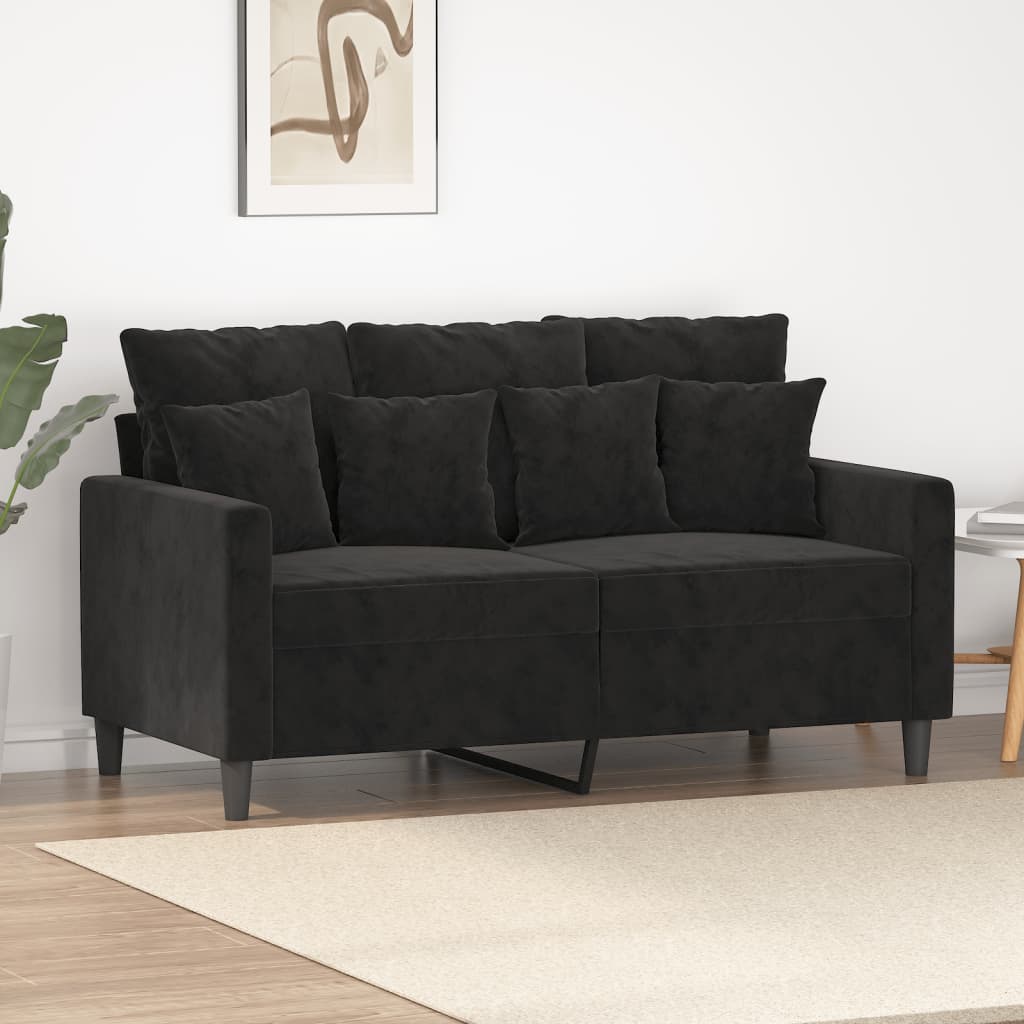 vidaXL 2-Seater Sofa Black 47.2" Velvet