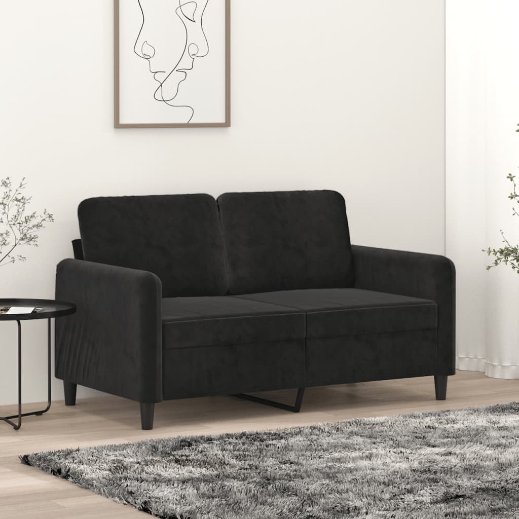 vidaXL 2-Seater Sofa Black 47.2" Velvet