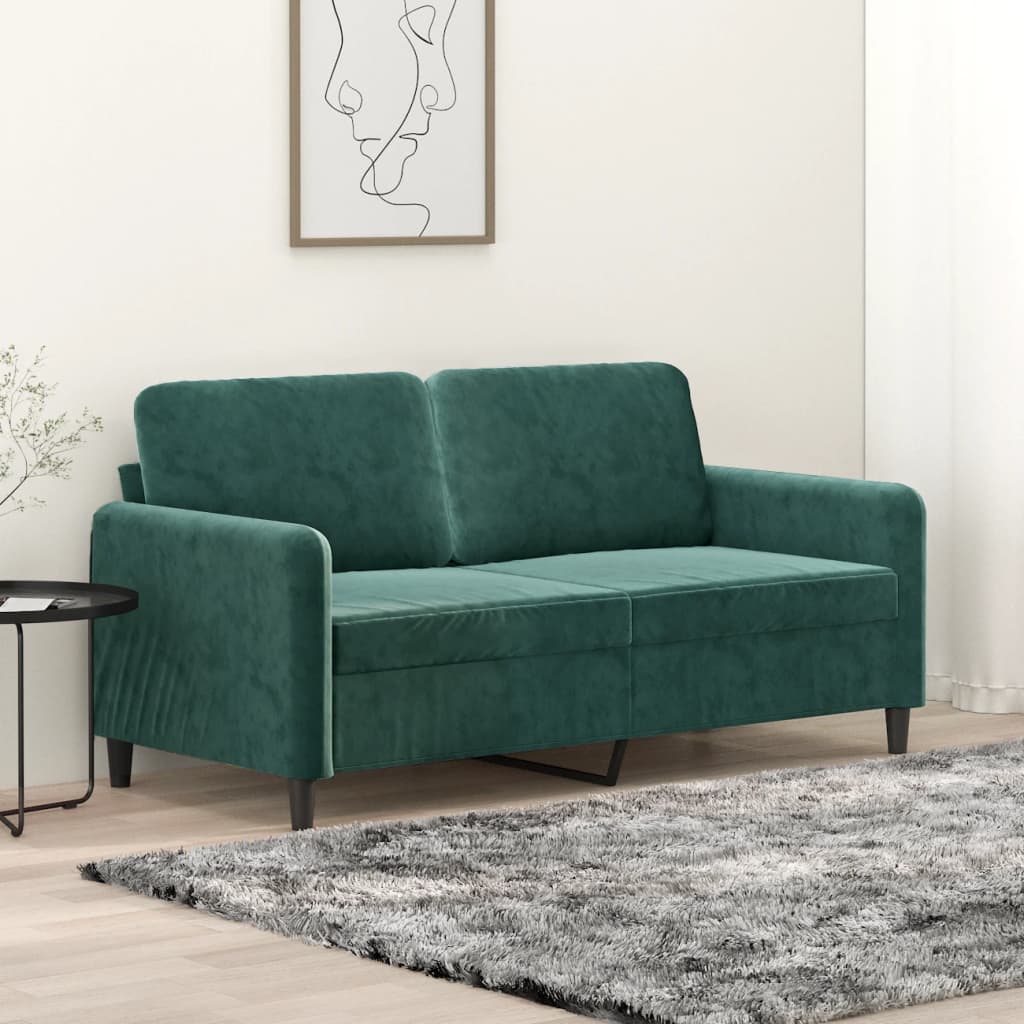 vidaXL 2-Seater Sofa Dark Green 55.1" Velvet