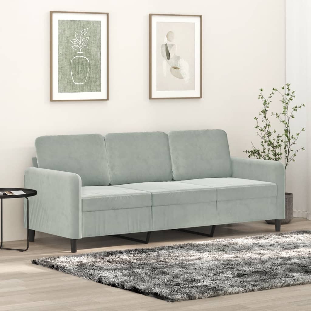 vidaXL 3-Seater Sofa Light Gray 70.9" Velvet