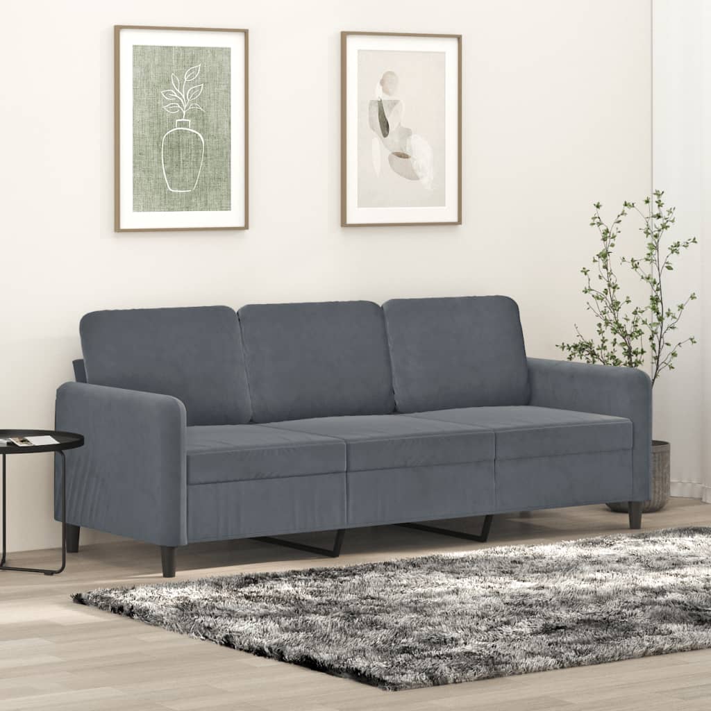 vidaXL 3-Seater Sofa Dark Gray 70.9" Velvet