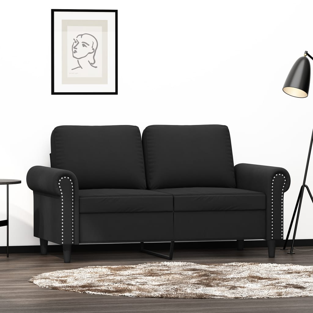 vidaXL 2-Seater Sofa Black 47.2" Velvet