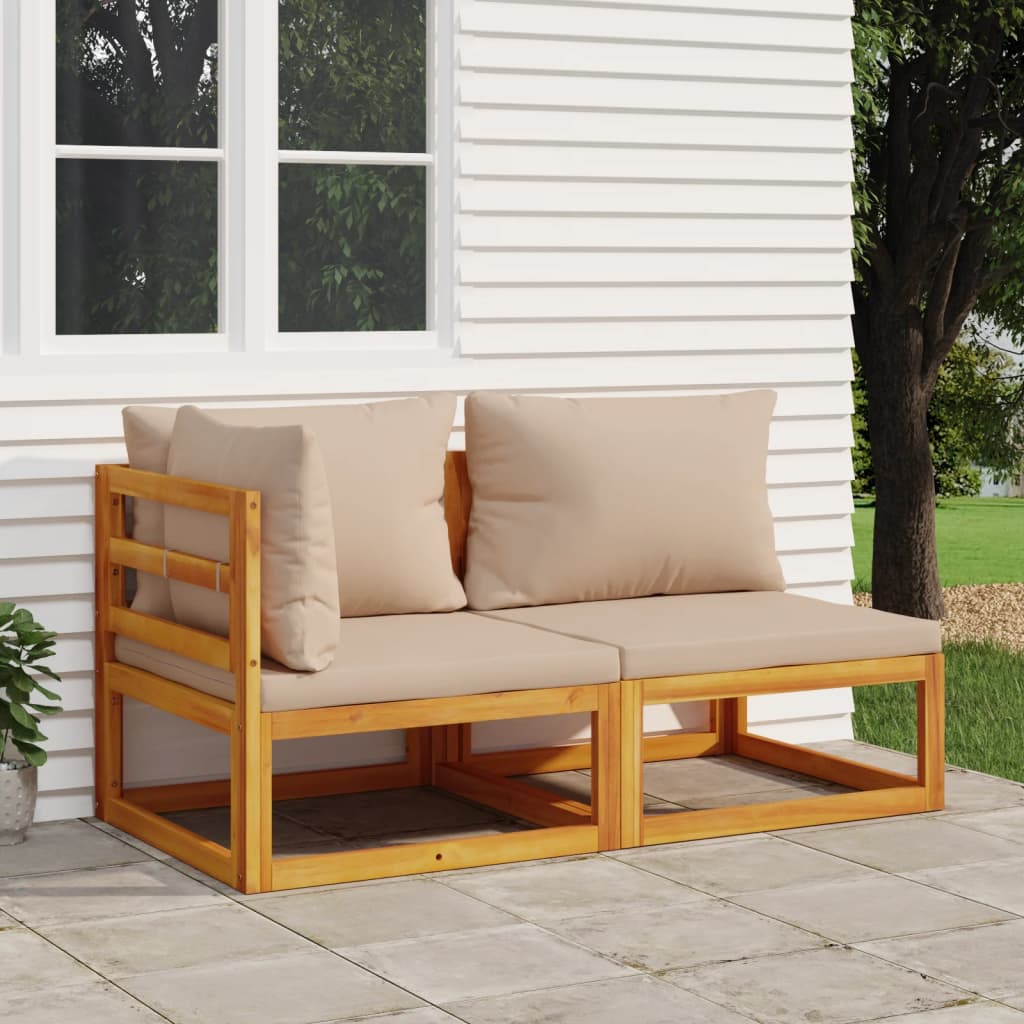 vidaXL 2 Piece Patio Sofa Set with Cushions Solid Wood Acacia