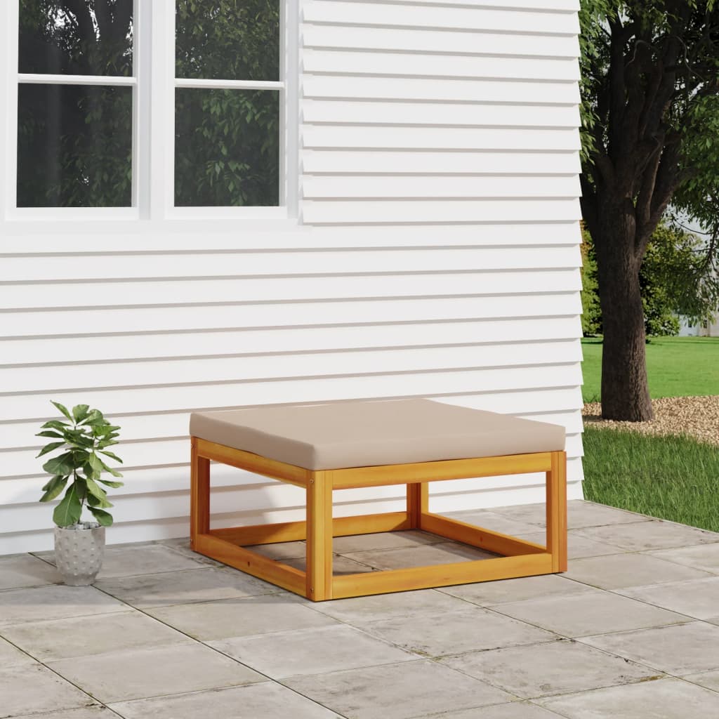 vidaXL Patio Footrest with Taupe Cushion Solid Wood Acacia