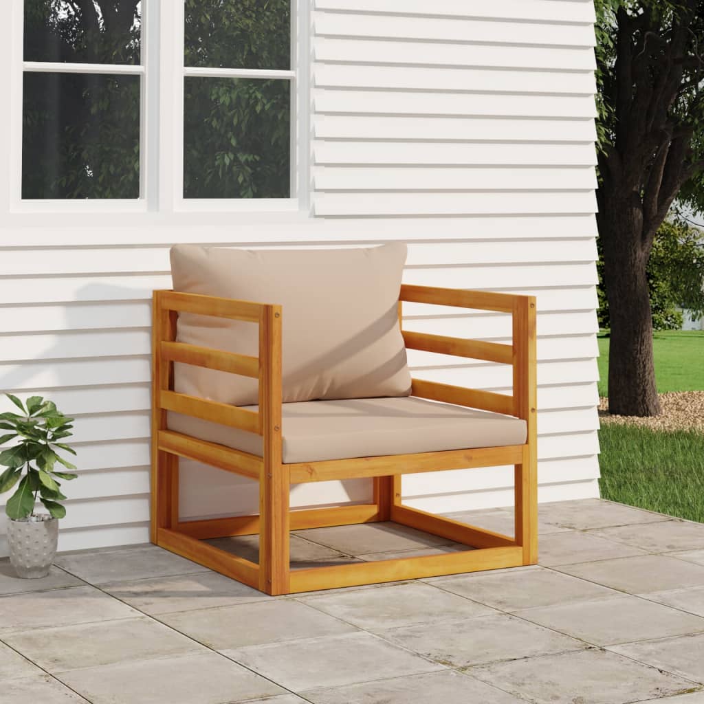 vidaXL Patio Chair with Taupe Cushions Solid Wood Acacia