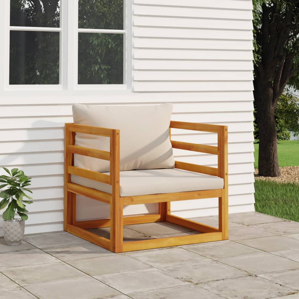 vidaXL Patio Chair with Light Gray Cushions Solid Wood Acacia