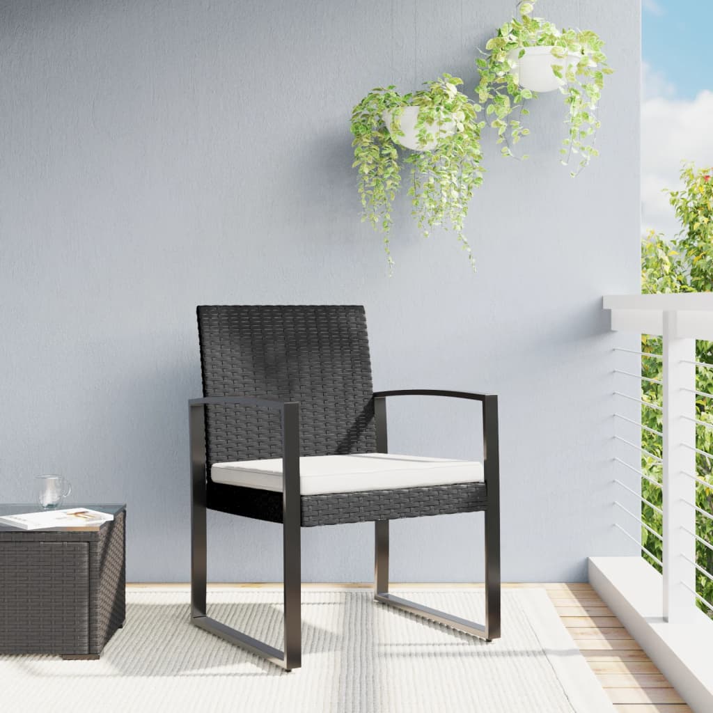 vidaXL Patio Dining Chairs 2 pcs Black PP Rattan