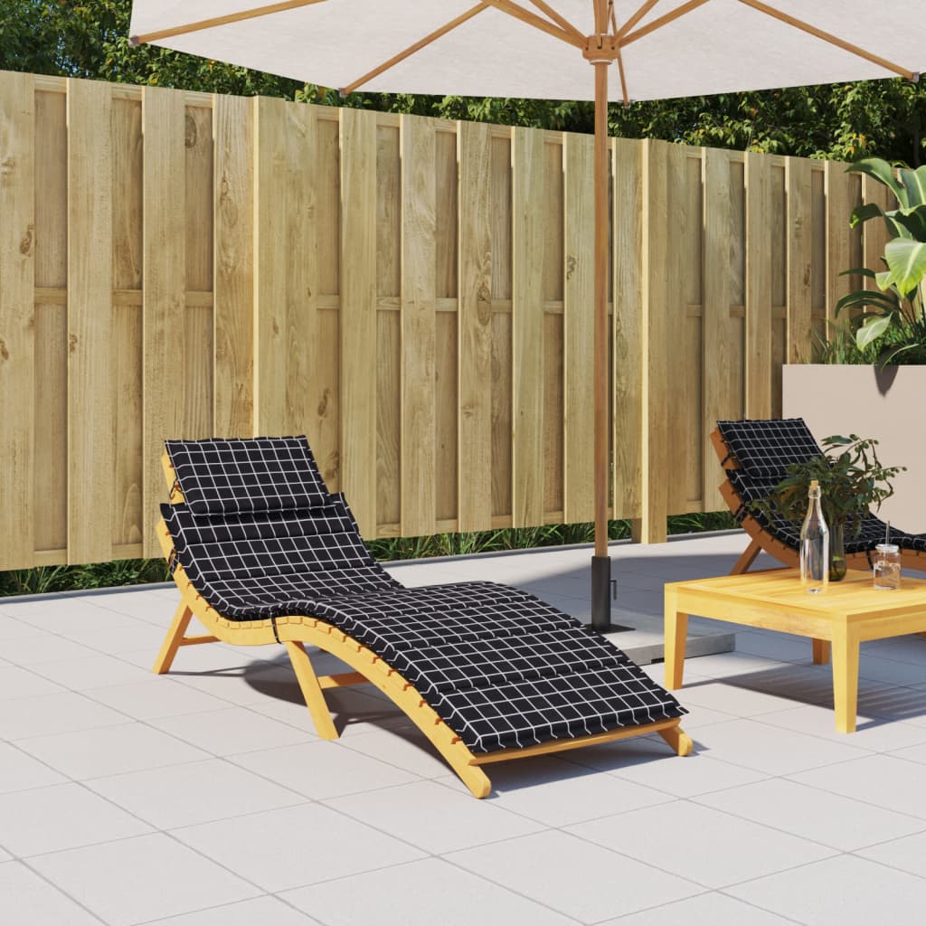 vidaXL Sun Lounger Cushion Black Check Pattern Oxford Fabric