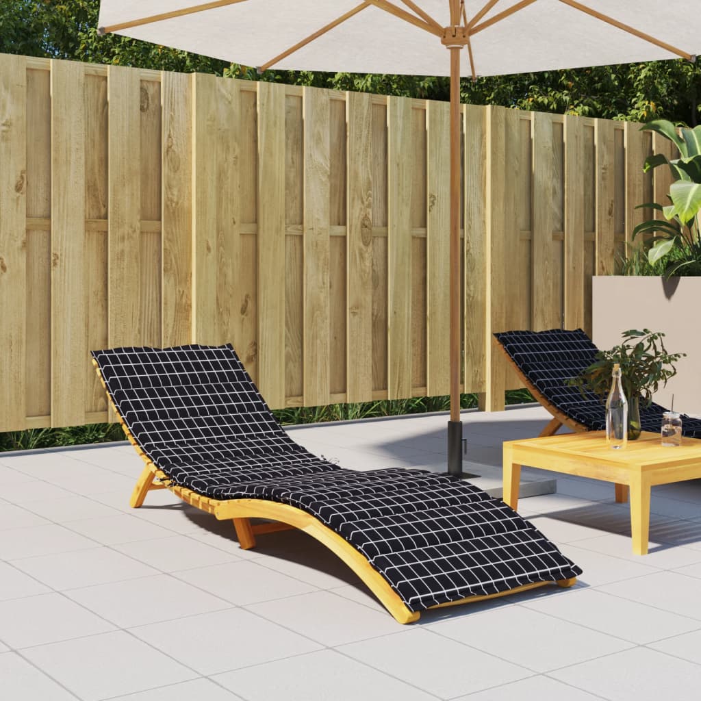 vidaXL Sun Lounger Cushion Black Check Pattern Oxford Fabric