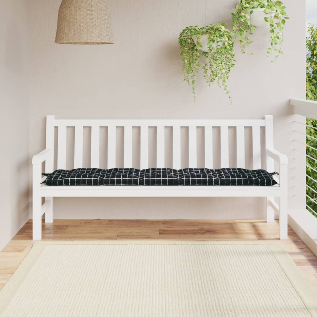 vidaXL Garden Bench Cushion Black Check Pattern 70.9"x19.7"x2.8" Oxford Fabric