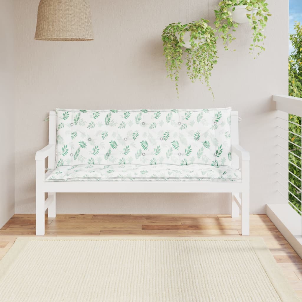 vidaXL Garden Bench Cushions 2pcs Leaf Pattern 59.1"x19.7"x2.8" Fabric