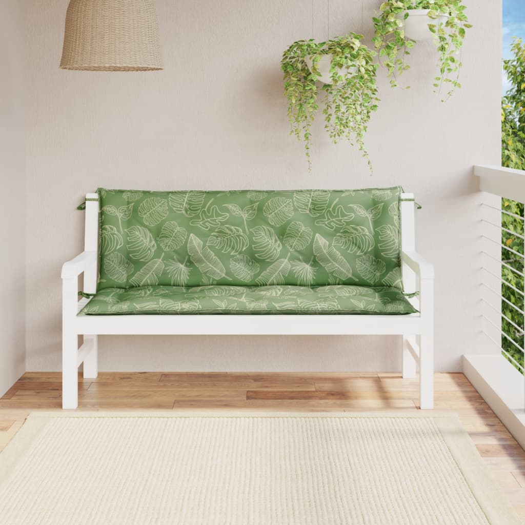 vidaXL Garden Bench Cushions 2pcs Leaf Pattern 59.1"x19.7"x2.8" Fabric