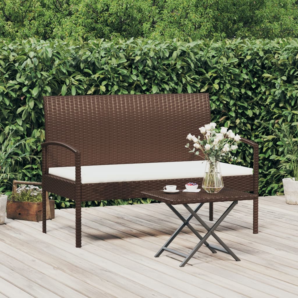 vidaXL Patio Bench with Cushion Brown 41.3" Poly Rattan