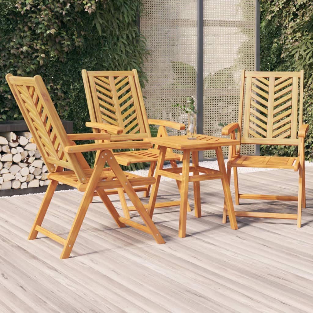 vidaXL Reclining Patio Chairs 3 pcs Solid Wood Acacia