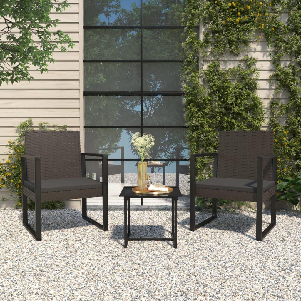 vidaXL Patio Armchair with Cushion Black Poly Rattan