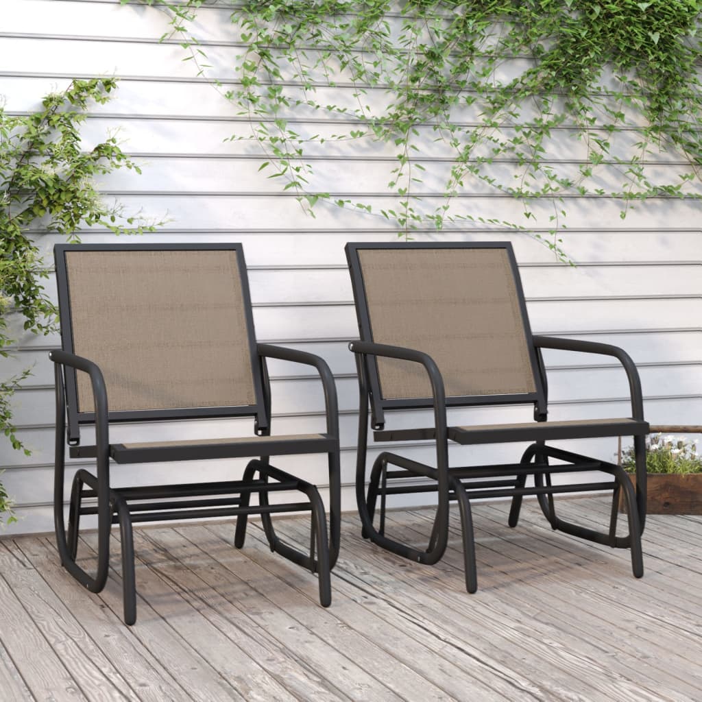 vidaXL Garden Glider Chairs 2 pcs Brown 24"x29.9"x34.3" Textilene&Steel