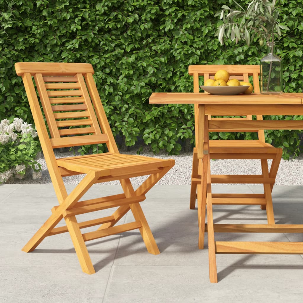 vidaXL Folding Patio Chairs 2 pcs 18.5"x24.8"x35.4" Solid Wood Teak