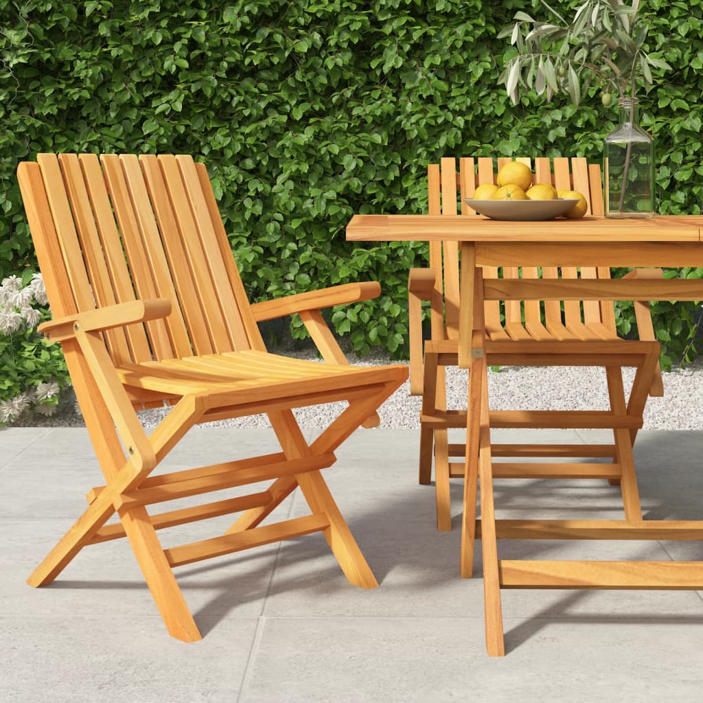 vidaXL Folding Patio Chairs 2 pcs 24"x26.4"x35.4" Solid Wood Teak