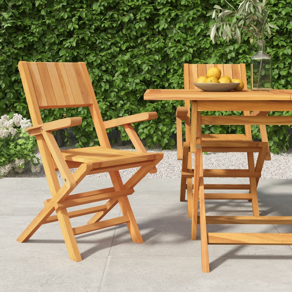 vidaXL Folding Patio Chairs 2 pcs 21.7"x24"x35.4" Solid Wood Teak