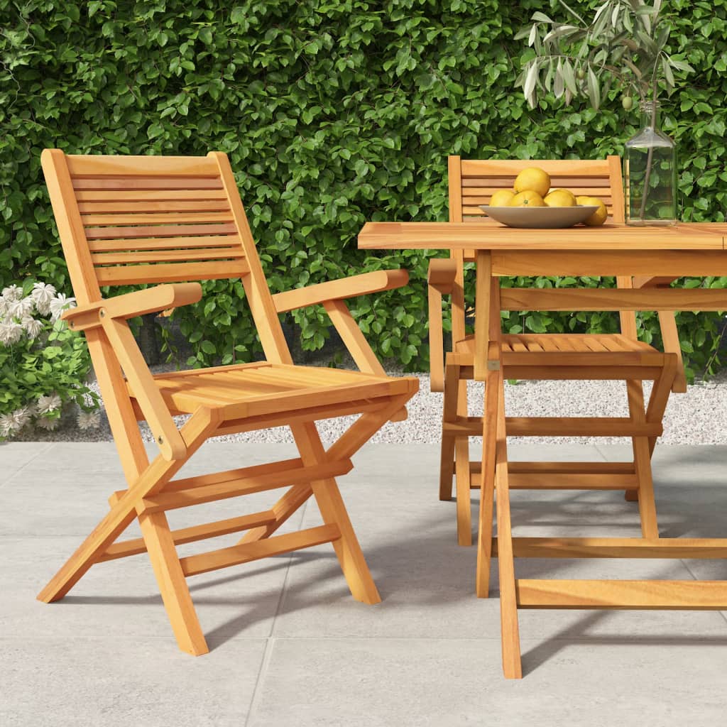 vidaXL Folding Patio Chairs 2 pcs 21.7"x24.4"x35.4" Solid Wood Teak