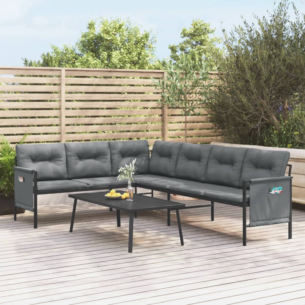 vidaXL Patio Corner Sofa Anthracite Steel and Textilene