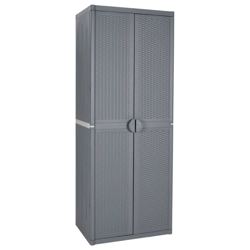 vidaXL Garden Storage Cabinet Gray 25.6"x17.7"x67.7" PP Rattan