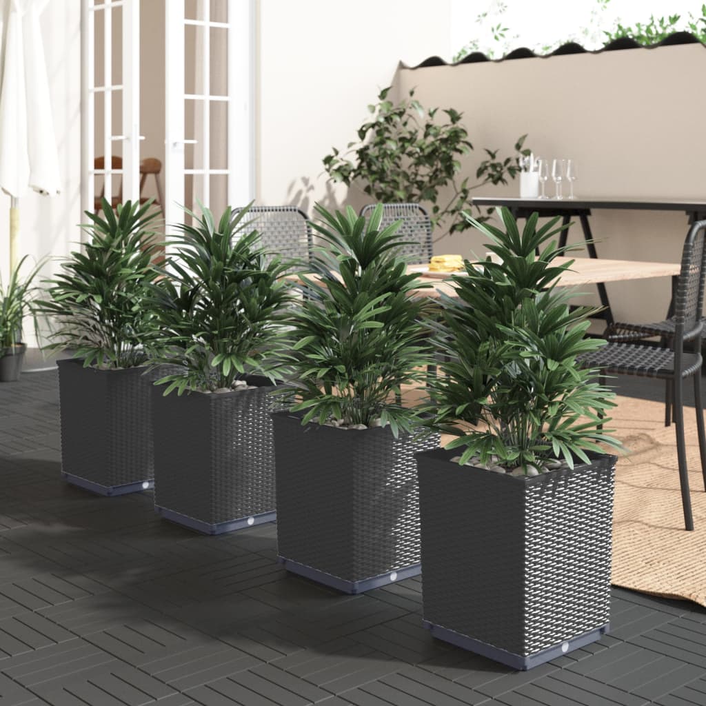 vidaXL Planters 4 pcs Black 11.8"x11.8"x14.6" Polypropylene