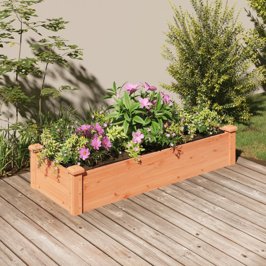 vidaXL Garden Raised Bed with Liner Brown 47.2"x17.7"x9.8" Solid Wood Fir