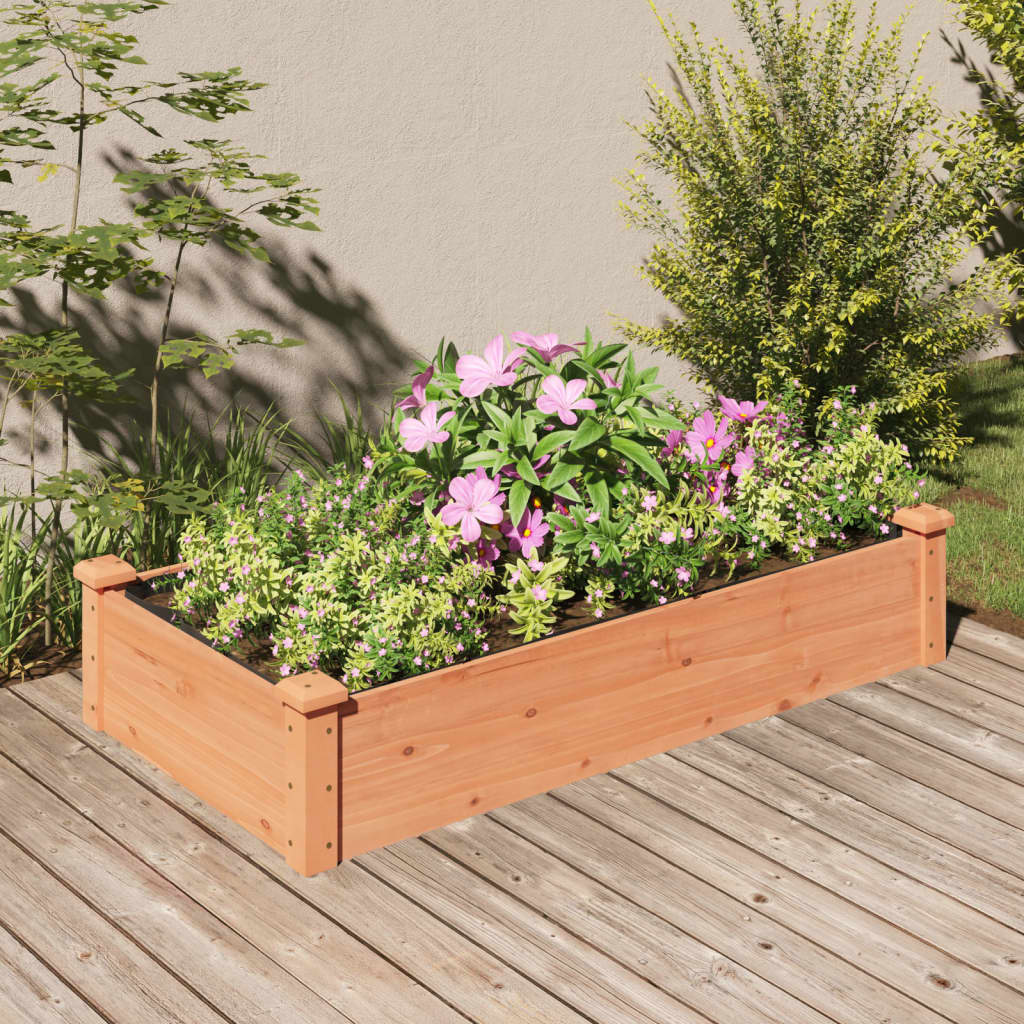 vidaXL Garden Raised Bed with Liner Brown 47.2"x23.6"x9.8" Solid Wood Fir