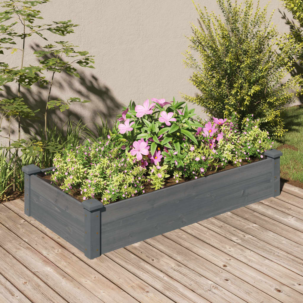 vidaXL Garden Raised Bed with Liner Gray 47.2"x23.6"x9.8" Solid Wood Fir