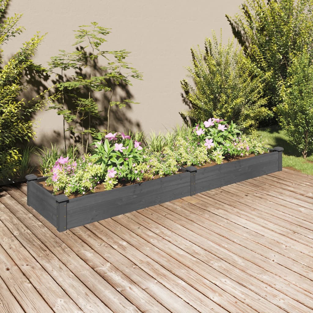 vidaXL Garden Raised Bed with Liner Gray 94.5"x23.6"x9.8" Solid Wood Fir