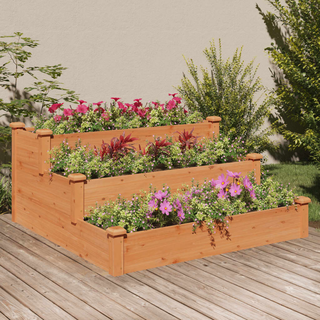 vidaXL Garden Raised Bed Brown 47.2"x47.2"x22" Solid Wood Fir