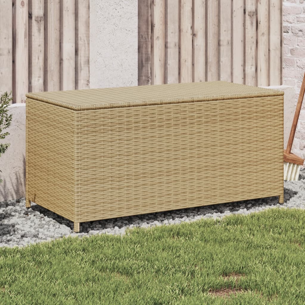 vidaXL Garden Storage Box Mix Beige 50.2 Gal Poly Rattan