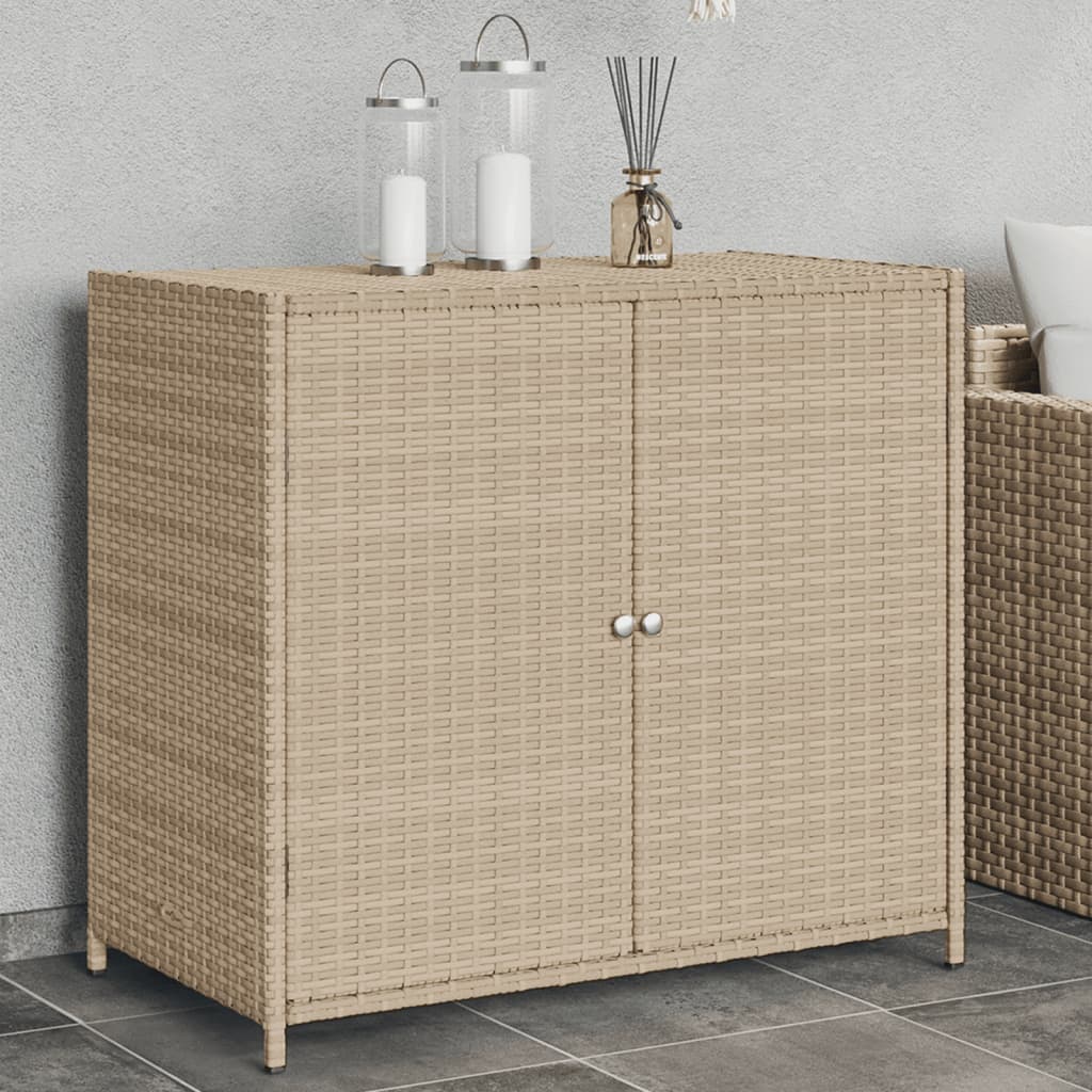 vidaXL Patio Storage Cabinet Beige 32.7"x17.7"x29.9" Poly Rattan