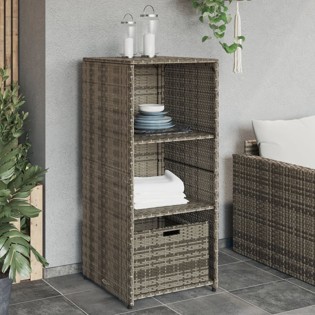 vidaXL Patio Storage Cabinet Gray 19.7"x21.7"x45.3" Poly Rattan