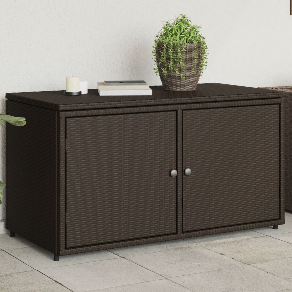 vidaXL Patio Storage Cabinet Brown 43.3"x21.7"x23.8" Poly Rattan