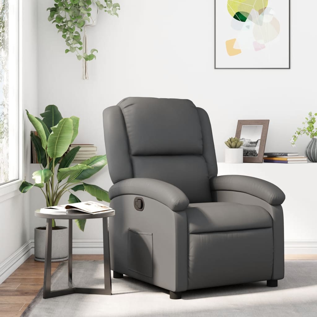 vidaXL Recliner Chair Gray Faux Leather