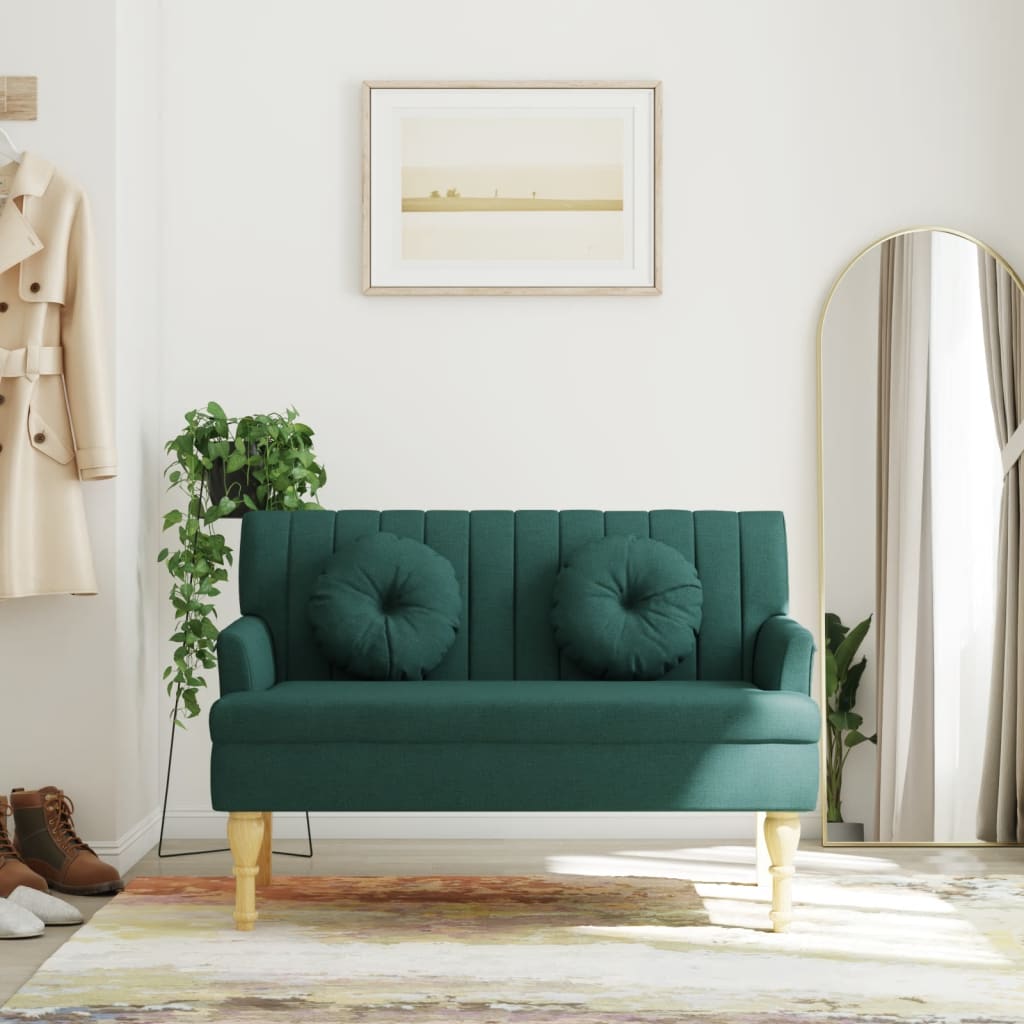 vidaXL Bench with Cushions Dark Green 44.5"x25.4"x29.7" Fabric