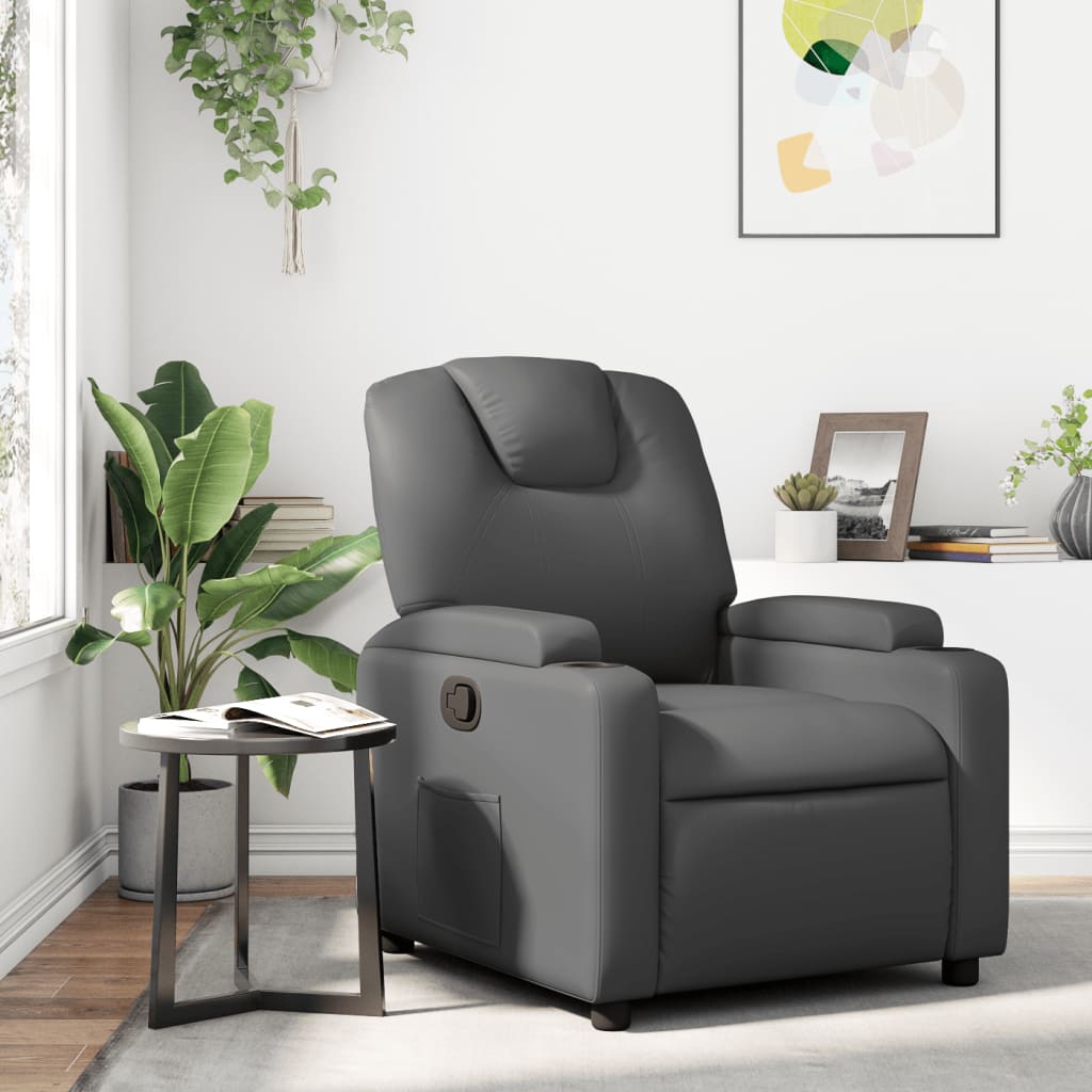 vidaXL Recliner Chair Gray Faux Leather