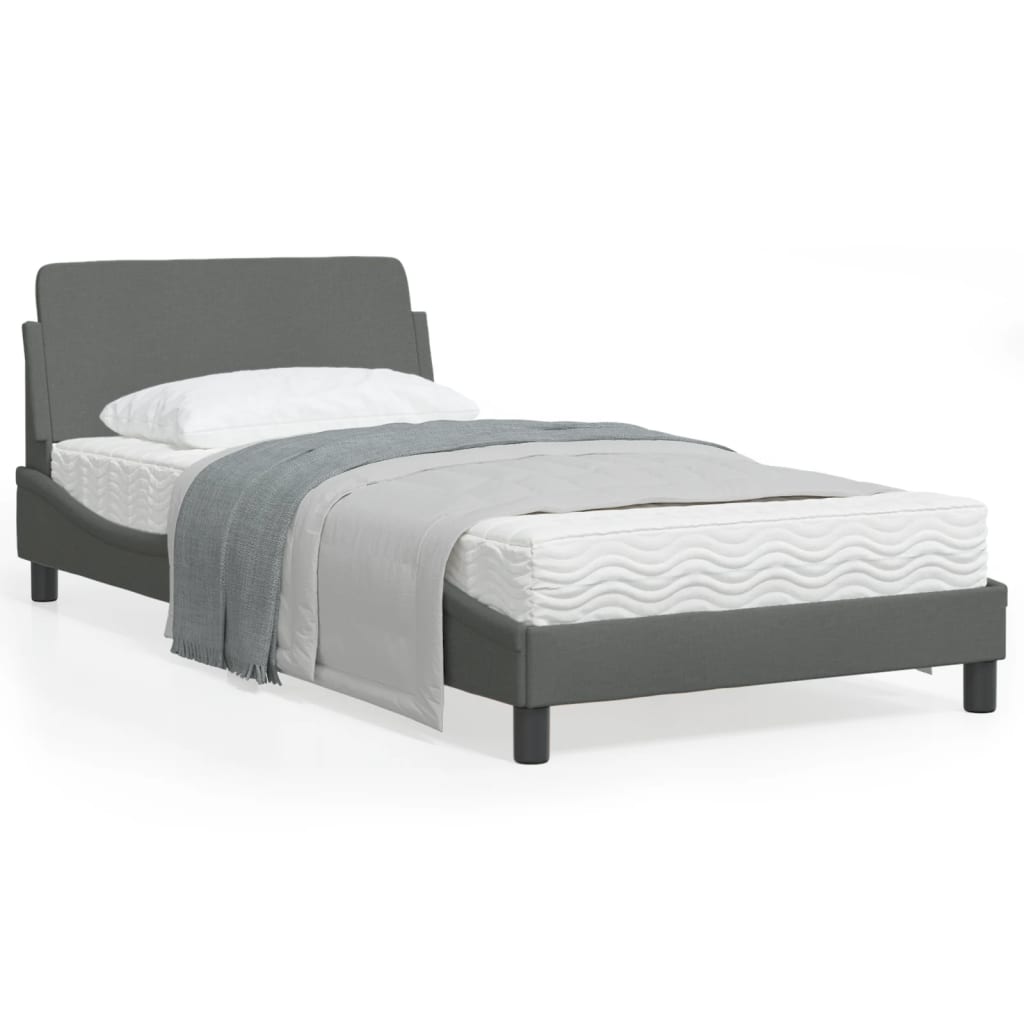 vidaXL Bed Frame with Headboard Dark Gray 39.4"x79.9" Twin XL Fabric