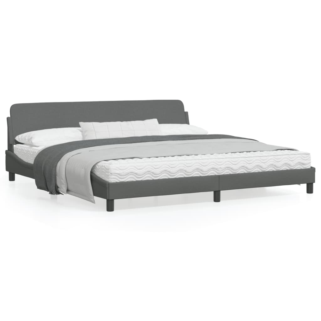 vidaXL Bed Frame with Headboard Dark Gray 76"x79.9" King Fabric