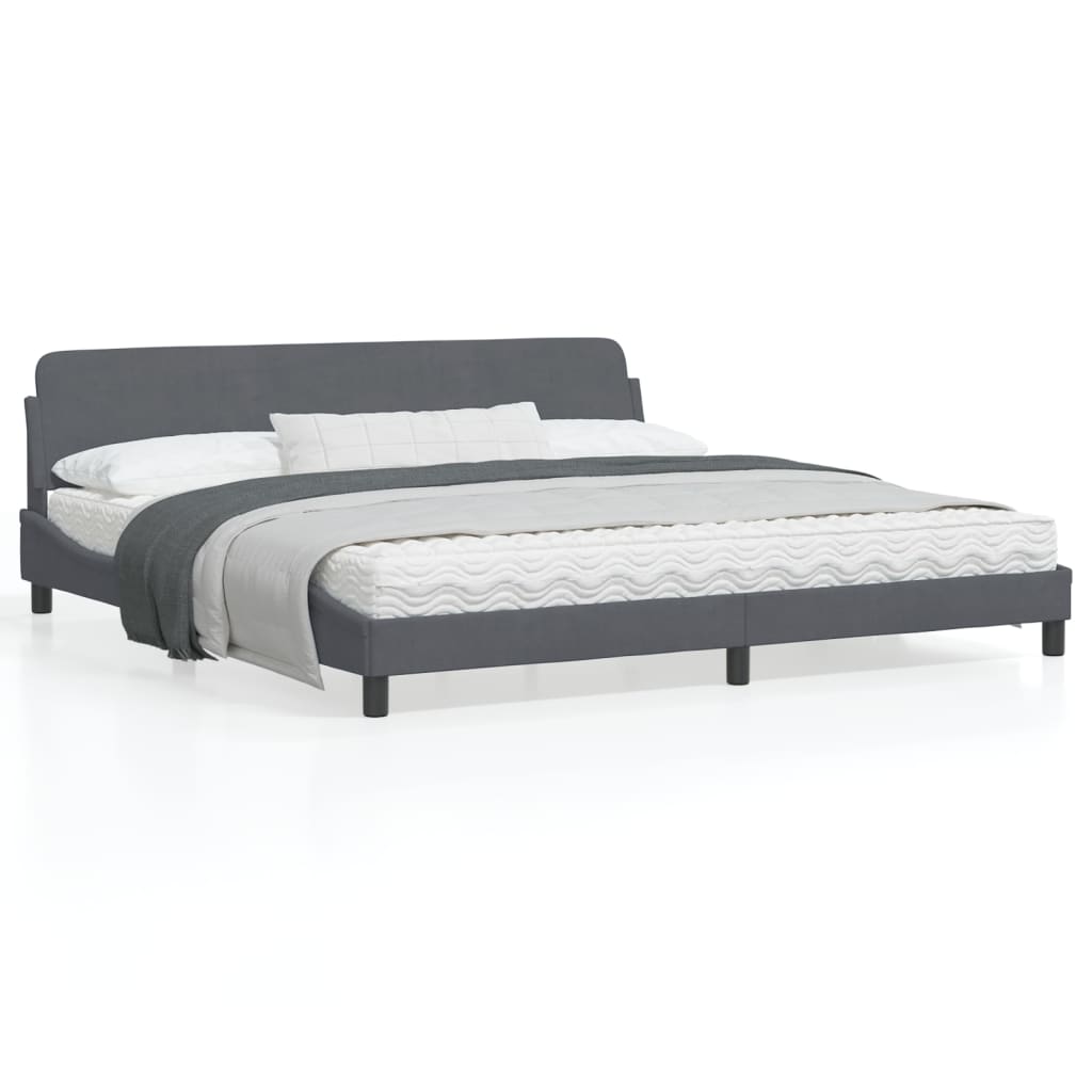 vidaXL Bed Frame with Headboard Dark Gray 76"x79.9" King Velvet